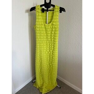 Max Studio Y2K Early 2000's Chartreuse Lime Green Maxi Dress Size XL!